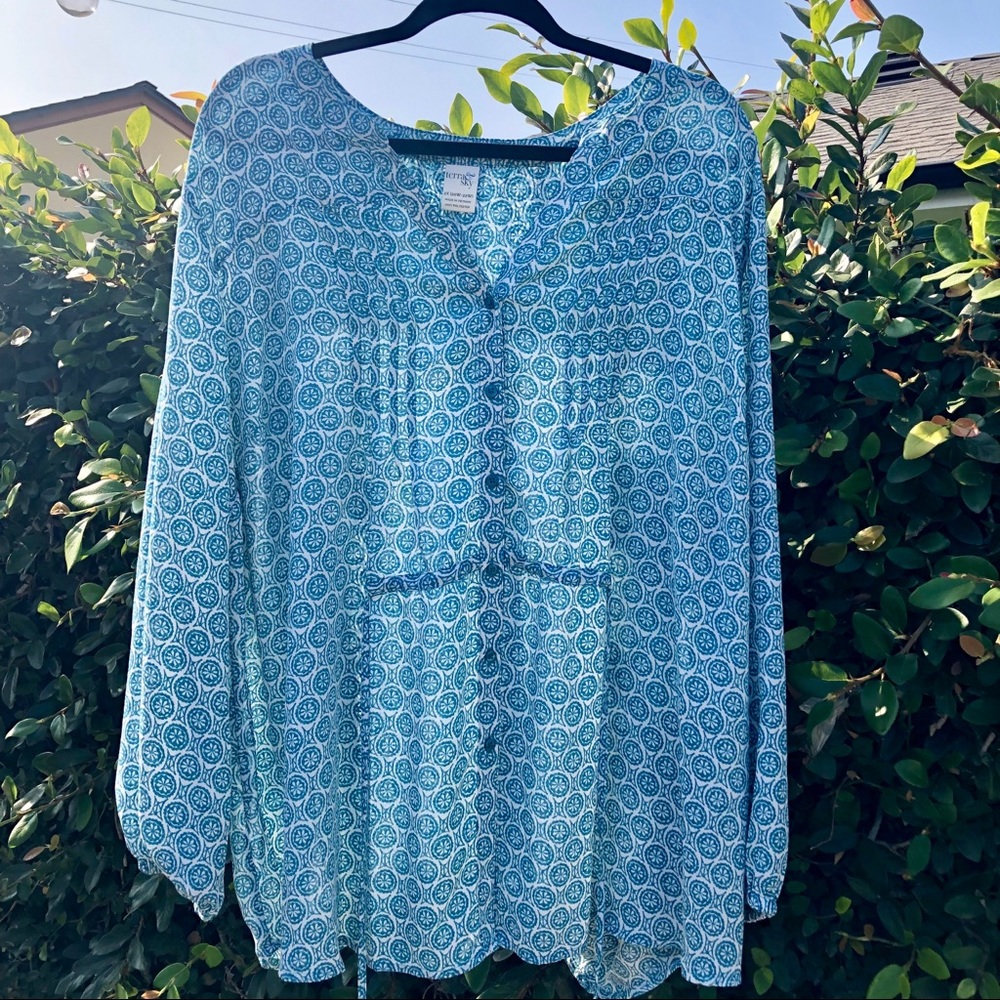 2X TERRA SKY BLUE BLOUSE